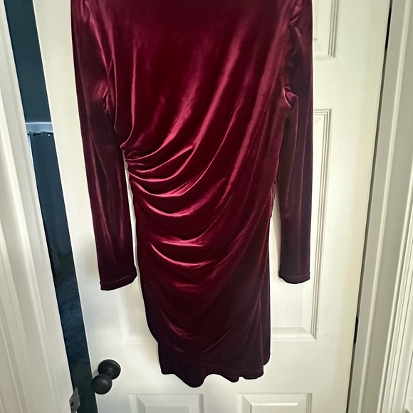 Alex Marie Deep Red Velvet Long Sleeve Dress - Picture 2 of 6